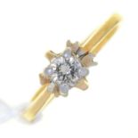 A DIAMOND SOLITAIRE RING, IN GOLD, MARKS RUBBED, 2.5G, SIZE F Condition report  Originally set