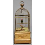 A BONTEMS COIN OPERATED SINGING BIRD AUTOMATON, C1900, IN THE FORM OF A SQUARE BIRDCAGE CONTAINING