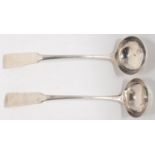 SCOTTISH PROVINCIAL SILVER. A PAIR OF TODDY LADLES, OAR PATTERN, BY GEORGE CONSTABLE OF CUPAR,