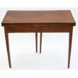 A VICTORIAN INLAID MAHOGANY TEA TABLE, WITH SQUARE TAPERING LEGS, 73CM H; 91 X 84CM Condition report