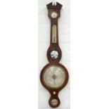 A VICTORIAN INLAID MAHOGANY BAROMETER WITH SILVERED DIAL, INSCRIBED D TERONI MACCLESFIELD, 97 X 27CM