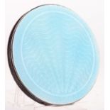 A GEORGE VI SILVER AND LIGHT BLUE GUILLOCHE ENAMEL COMPACT, 6.8CM DIAM, BY H. CLIFFORD DAVIS LTD.,