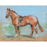 J LAMBLYN (FL. MID 20TH C) - PORTRAIT OF THE HORSE ?KIM?, SIGNED, DATED 1958 AND INSCRIBED KIM ?