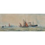 WILLIAM HENRY PEARSON, FL LATE 19TH - EARLY 20TH C, ENTERING THE THAMES, SIGNED, WATERCOLOUR, 26 X