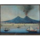 NEAPOLITAN SCHOOL, 19TH C - THE BAY OF NAPLES, GOUACHE IN BLACK LINE BORDER, 39 X 51CM Condition