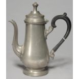 A PEWTER BALUSTER COFFEE POT, 29CM H Condition report  Good condition