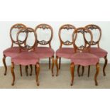 A SET OF SIX VICTORIAN WALNUT CHAIRS, C1870, WITH CARVED OPEN 'CAMEO' BACK, ON CABRIOLE LEGS, 87CM H