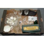 MISCELLANEOUS CUT AND OTHER GLASSWARE, CRESTED CHINA, A ROBERTS RADIO, ETC. Condition report