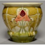 A MINTON'S SECESSIONIST JADINIERE, 1905, TUBE LINED WITH STYLISED SEED PODS AND TENDRILS, 32CM H,