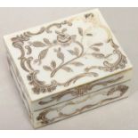 A FRENCH SILVER AND MOTHER OF PEARL MATCHBOX, OR BOITE A MOUCHE, C1780, THE INTERIOR WITH TWO LIDDED