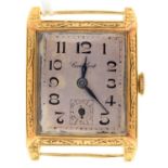 A CORTEBERT 18CT GOLD RECTANGULAR WRISTWATCH, 24MM X 32MM, SWISS CONTROL MARKS Condition report