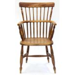 A VICTORIAN  FRUITWOOD AND ASH COMB BACK WINDSOR CHAIR, EAST MIDLANDS REGION, MID 19TH C, WITH ELM