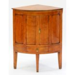 A MAHOGANY BOW FRONTED CORNER CUPBOARD, VICTORIAN AND LATER, 80CM H; 64 X 45CM Condition report