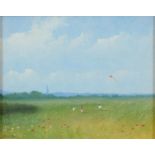 SIDNEY RESTALL (FL. MID 20TH C) - LANDSCAPES WITH CHILDREN FLYING A KITE, A SET OF FOUR, SIGNED, OIL