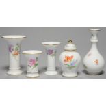 A MEISSEN GINGER JAR AND COVER, TWO VASES AND TWO BERLIN CYLINDRICAL VASES, LATE 20TH C, ALL
