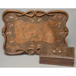 AN INDIAN CARVED WOOD TRAY, C1930, THE SURROUND OF CRISPLY CARVED TRAILING LEAVES AND BERRIES