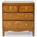 A VICTORIAN MAHOGANY AND LINE INLAID CHEST OF DRAWERS ON BRACKET FEET, 94CM H; 92 X 44CM Condition