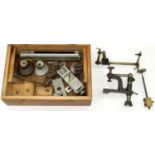 MISCELLANEOUS WATCH MAKER’S LATHE PARTS IN A WOOD BOX Condition report