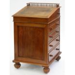 A VICTORIAN ROSEWOOD DAVENPORT, WITH  SLIDING TOP, C1870, TOOLED LEATHER TOP AND  SLIDE, 93CM H;