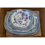 MISCELLANEOUS 19TH C BLUE PRINTED EARTHENWARE MEAT DISHES, ETC Condition report