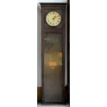 A MAGNETA OAK ELECTRIC WALL TIMEPIECE, EARLY 20TH C WITH GLAZED DOOR, 137CM H Condition report  Much