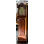 AN ENGLISH OAK EIGHT DAY LONGCASE CLOCK, JAMES PARKER CAMBRIDGE, C1770, BREAKARCHED BRASS DIAL