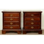 A PAIR OF SOUTH EAST ASIAN MAHOGANY-STAINED DWARF CHESTS OF DRAWERS, 20TH C, IN GEORGE III STYLE,
