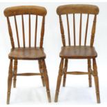 A PAIR OF ASH KITCHEN CHAIRS, EARLY 20TH C Condition report  Solid condition with no movement to