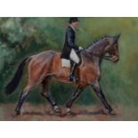 BRITISH EQUESTRIAN ARTIST, 20TH C - DRESSAGE HORSE, OIL ON CANVAS LAID DOWN, 11.5 X 15CM Condition