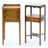 A VICTORIAN MAHOGANY WASHSTAND, 83CM; 34 X 34CM AND A CONTEMPORARY MAHOGANY NIGHT CUPBOARD, 81CM