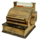 AN ORNATE CAST BRASS NATIONAL CASH REGISTER, SERIAL NO. 1045297/346, EARLY 20TH C, FOR POUNDS,