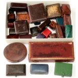 A COLLECTION OF 19TH C AND LATER LEATHER AND OTHER JEWELL BOXES (35) Condition report  Several