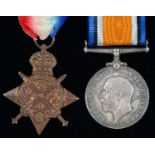 WORLD WAR I PAIR, 1914 STAR AND BRITISH WAR MEDAL, MS771 PTE W I CULLEN ASC [CULLIN ON BWM]