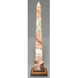 A REGENCY STYLE MARBLE OBELISK, ON STEPPED SLATE AND MARBLE BASE, 77H Condition report  Good