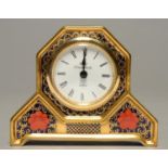 A ROYAL CROWN DERBY OLD IMARI PATTERN OCTAGONAL TIMEPIECE, 1992, 10.5CM H Condition report  Good