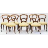 A SET OF SIX VICTORIAN MAHOGANY KIDNEY BACK DINING CHAIRS AND A SIMILAR PAIR Condition report  The