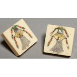 A PAIR OF JAPANESE SHIBAYAMA DRESS STUDS, MEIJI PERIOD, 30 X 30CM Condition report  Good quality and