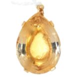 A PEAR SHAPED CITRINE PENDANT MOUNTED IN GOLD, 31MM, UNMARKED, 9.7G Condition report  Good