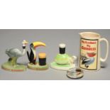A CARLTON WARE GUINESS TOUCAN ADVERTISING FIGURE, 9.5CM H, PRINTED MARK AND FOUR OTHER RELATED