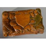A SCOTTISH VICTORIAN CARVED POLYCHROME AND VARNISHED SYCAMORE SNUFF BOX, MID 19TH C, OF THE TYPE