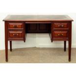 A PANELLED MAHOGANY DESK IN VICTORIAN STYLE, ON SQUARE TAPERED LEGS, 79CM H; 125 X 68CM Condition