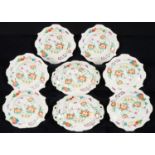 A STAFFORDSHIRE SHELL-AND-SCROLL MOULDED BONE CHINA DESSERT SERVICE, C1830, PRINTED AND PAINTED WITH