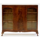 A MAHOGANY GLAZED BOOKCASE WITH ADJUSTABLE SHELVES, 115CM; 134 X 30CM Condition report  Numerous