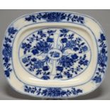 A WEDGWOOD BLUE PRINTED EARTHENWARE MEAT DISH, 1870, 52CM L, IMPRESSED MARKS Condition report