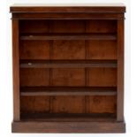 A VICTORIAN MAHOGANY OPEN BOOKCASE WITH ADJUSTABLE SHELVES, 106CM H; 91 X 27CM Condition report  Top