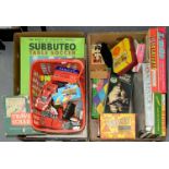 MISCELLANEOUS BOARD AND OTHER GAMES INCLUDING SUBBUTEO, TABLE SOCCER AND MOUSE TRAP, VARIOUS