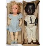 A KEONIG WERNICKE BISQUE BLACK BABY CHARACTER DOLL, C1930, WITH JOINTED COMPOSITION BODY INCLUDING