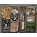 MISCELLANEOUS ENGINEERING TOOLS, INCLUDING TAPS AND DIES, CASED INSTRUMENTS, ETC. (2 BOXES)