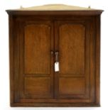 A VICTORIAN OAK CORNER CUPBOARD WITH PANELLED DOORS, 79CM H; 77 W X 33CM Condition report  Scuffs