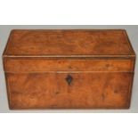 A REGENCY YEW WOOD TEA CHEST, C1820, LINE INLAID 30CM L Condition report  Interior gutted and